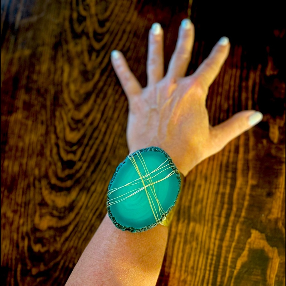 Ann Hand Gem Stone Cuff Bracelet